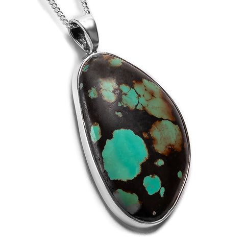 Bold Tibetan Turquoise Necklace - Natural Designer Gemstone