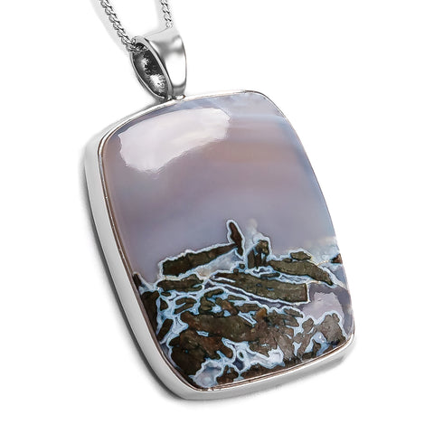 Scenic Moss Agate Necklace - Natural Designer Gemstone