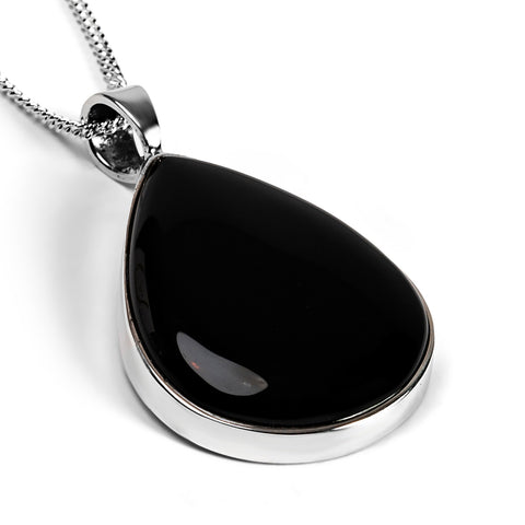 Teardrop Black Onyx Necklace - Natural Designer Gemstone