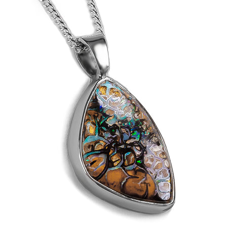 Australian Queensland Boulder Opal Necklace -  Natural Designer Gemstone