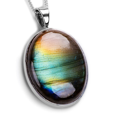 Rainbow Flash Labradorite Necklace - Stunning Natural Designer Gemstone