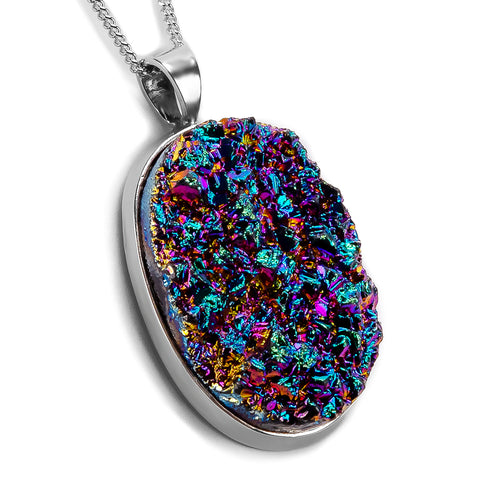 Druzy Titanium Necklace - Natural Designer Gemstone