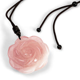 Giant Rose Necklace in Natural Rose Quartz