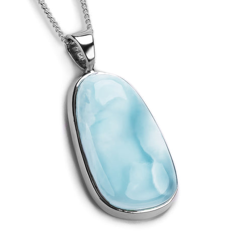 Sublime Larimar Necklace in Silver - Natural Designer Gemstone