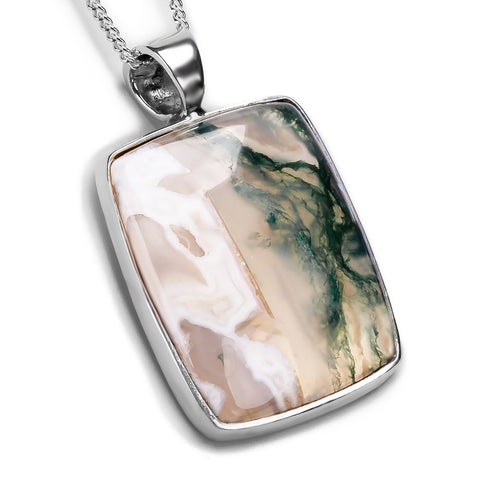 Moss Agate Necklace - Natural Designer Gemstone