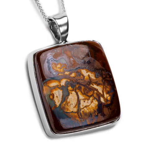 Australian Queensland Boulder Opal Necklace -  Natural Designer Gemstone