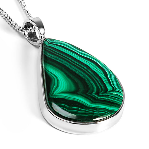 Fancy Teardrop Shape Malachite Necklace - Natural Designer Gemstone