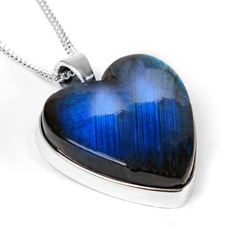 Heart Blue Flash Labradorite Necklace - Natural Designer Gemstone (Copy)