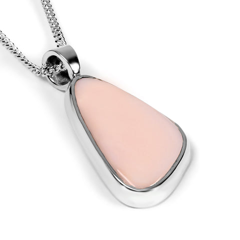 Peruvian Pink Opal Necklace in Silver - Natural Designer Gemstones