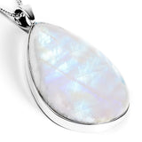 GRAND Rainbow Flash Moonstone Gemstone Necklace - Natural Designer Gemstone