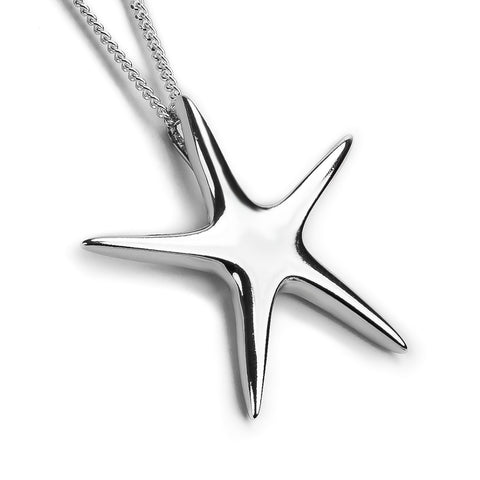 Solid Starfish Necklace in Silver