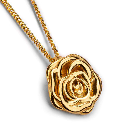 Full Bloom Rose Necklace in Silver with 24ct Gold