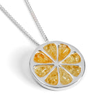 Lemon Slice Fruit Necklace in Silver and Yellow Amber