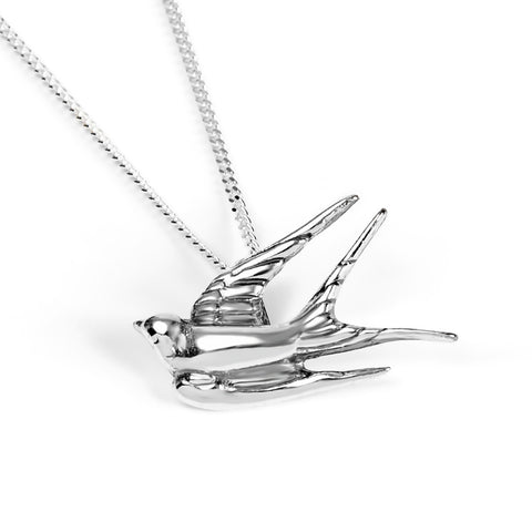 Miniature Swallow Necklace in Silver