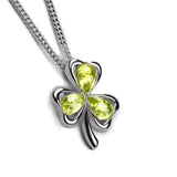 Lucky Shamrock / Clover Necklace in Silver & Peridot