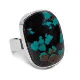 Unusual Tibetan Turquoise Statement Ring - Natural Designer Gemstone