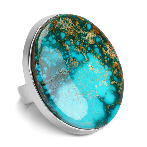 Spectacular Tibetan Turquoise Statement Ring - Natural Designer Gemstone