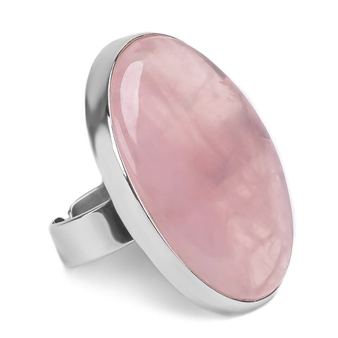 Rose Quartz Ring in Silver - Natural Designer Gemstone