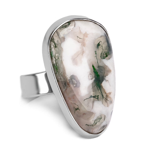 Fantastic Moss Agate Ring - Natural Designer Gemstone