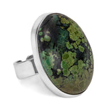 Green Tibetan Turquoise Statement Ring - Natural Designer Gemstone