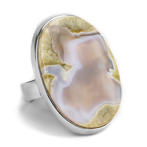 Rainforest Jasper Adjustable Statement Ring - Natural Designer Gemstone