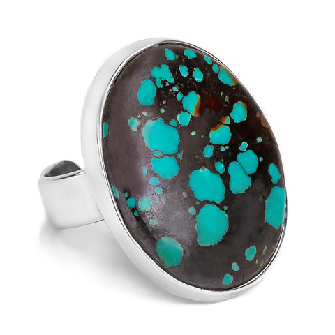 Classic Tibetan Turquoise Ring - Natural Designer Gemstone