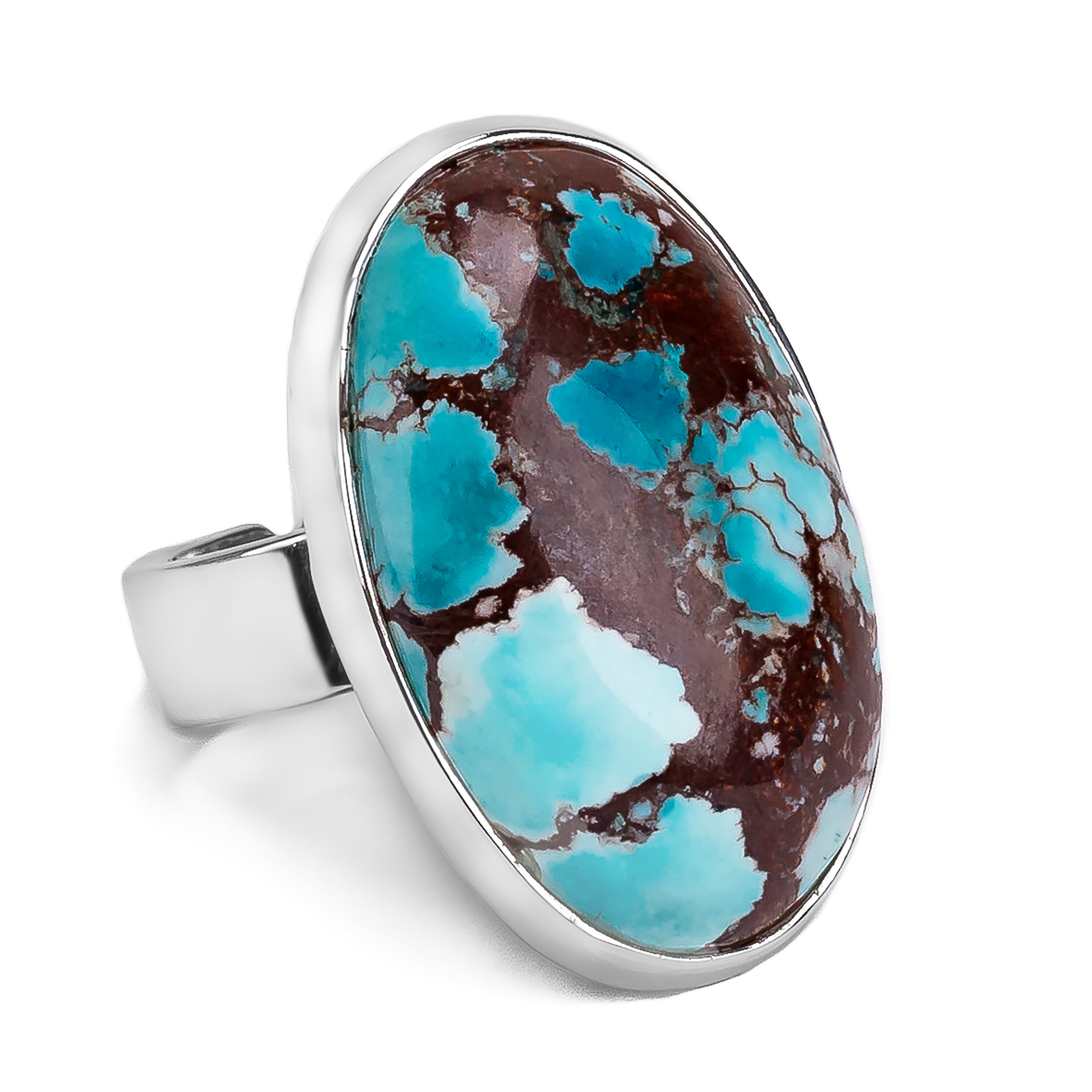 Beautiful Large Tibetan Turquoise Silver 2024 Ring, Size 8 US