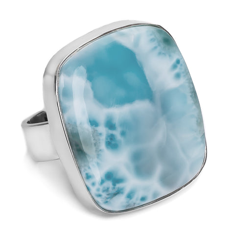 Fantastic Larimar Adjustable Statement Ring - Natural Designer Gemstone