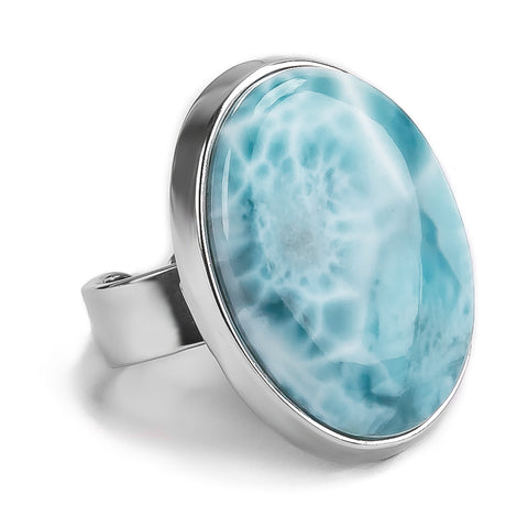 Stunning Larimar Statement Ring - Natural Designer Gemstone