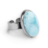 Pretty & Dainty Natural Larimar Ring - Natural Designer Gemstone