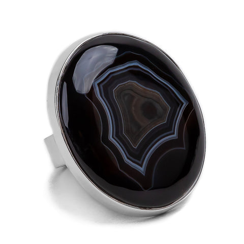 Finest Botswana Agate Ring - Natural Designer Gemstone