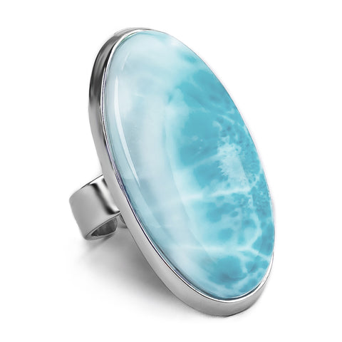 Fabulous Larimar Statement Ring - Natural Designer Gemstone