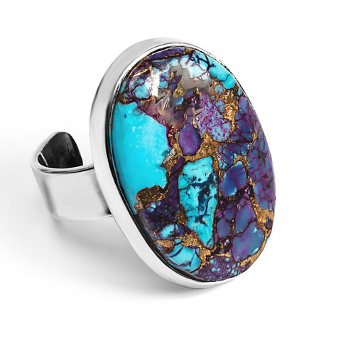 Purple Oyster Copper Turquoise Ring - Designer Gemstones