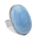 Baby Blue Owyhee Blue Opal Statement Ring - Natural Designer Gemstone