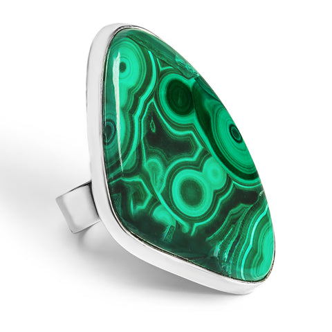 Statement Malachite Ring - Natural Designer Gemstone