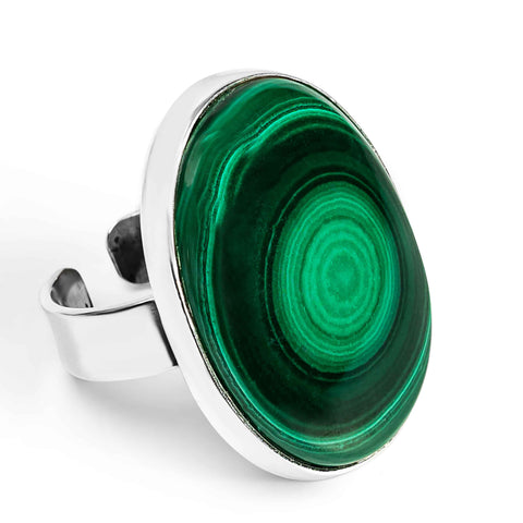 Namibian Malachite Oval Ring - Natural Designer Gemstone