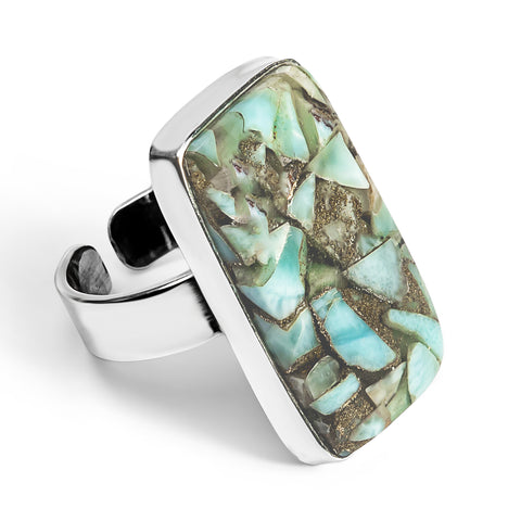 Larimar Composite Ring - Natural Designer Gemstone