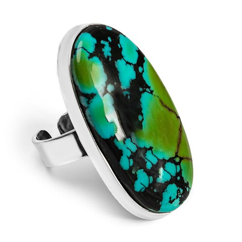 Stunning Tibetan Turquoise Statement Ring - Natural Designer Gemstone