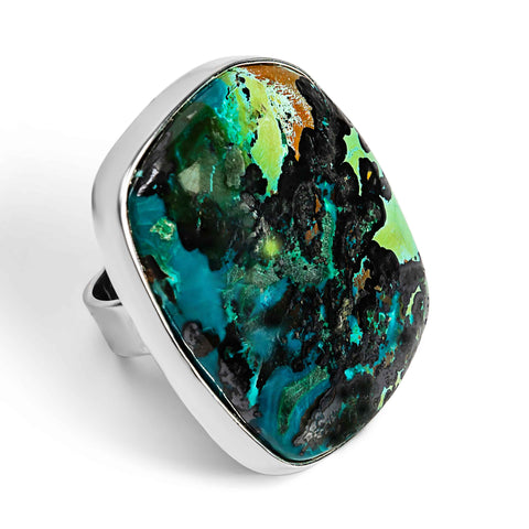 Unusual Azurite-Malachite Ring - Natural Designer Gemstone