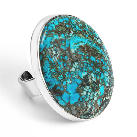 Tibetan Turquoise Statement Ring - Natural Designer Gemstone