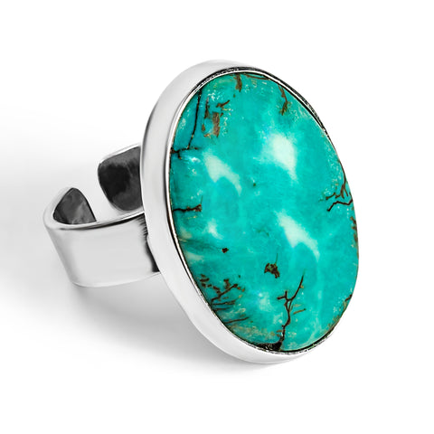 Cute Tibetan Turquoise Statement Ring - Natural Designer Gemstone