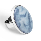 Adorable Blue Owyhee Blue Opal Statement Ring - Natural Designer Gemstone