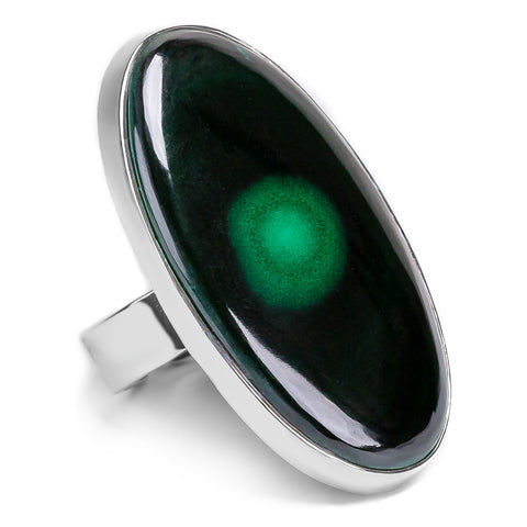 Bold & Unusual African Malachite Adjustable Statement Ring - Natural Designer Gemstone