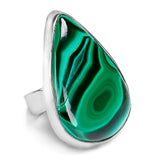 Fabulous Namibian Malachite Oval Ring - Natural Designer Gemstone