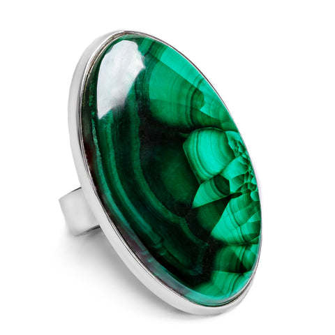 Gorgeous African Malachite Adjustable Statement Ring - Natural Designer Gemstone