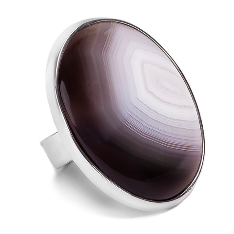 Mesmerizing Botswana Agate Ring - Natural Designer Gemstone