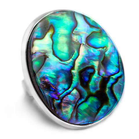 Iridescent Abalone Shell Ring - Natural Designer Gemstone