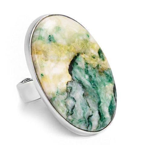 Picturesque Mariposite Statement Ring - Natural Designer Gemstone