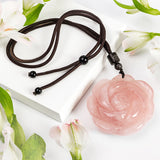 Giant Rose Necklace in Natural Rose Quartz