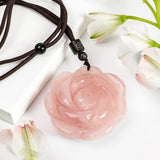 Giant Rose Necklace in Natural Rose Quartz